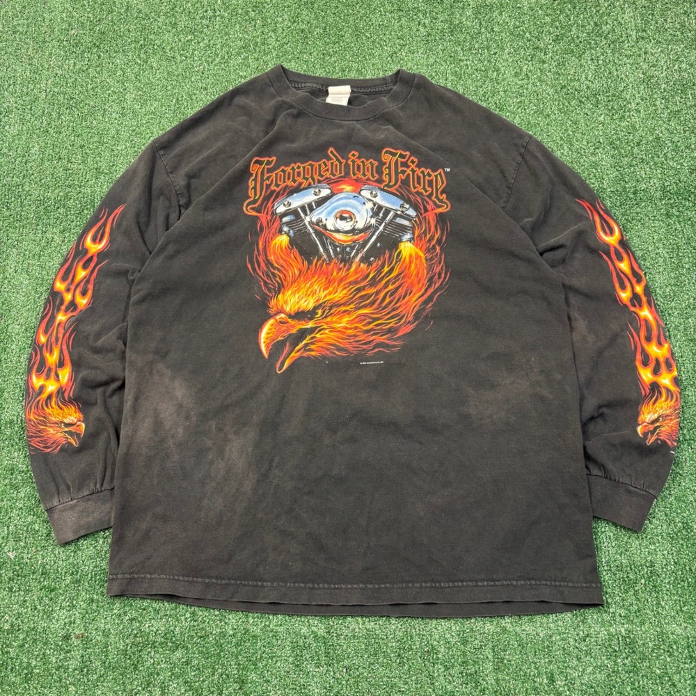 Vintage 2000's Forged in Fire Engine Block Eagle Long Sleeve T-shirt